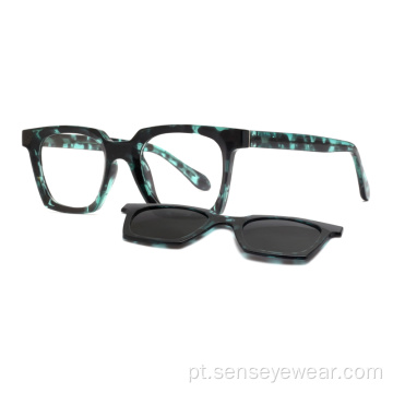 Quadrado TR90 Magnetic UV400 Polarized Clip em óculos de sol